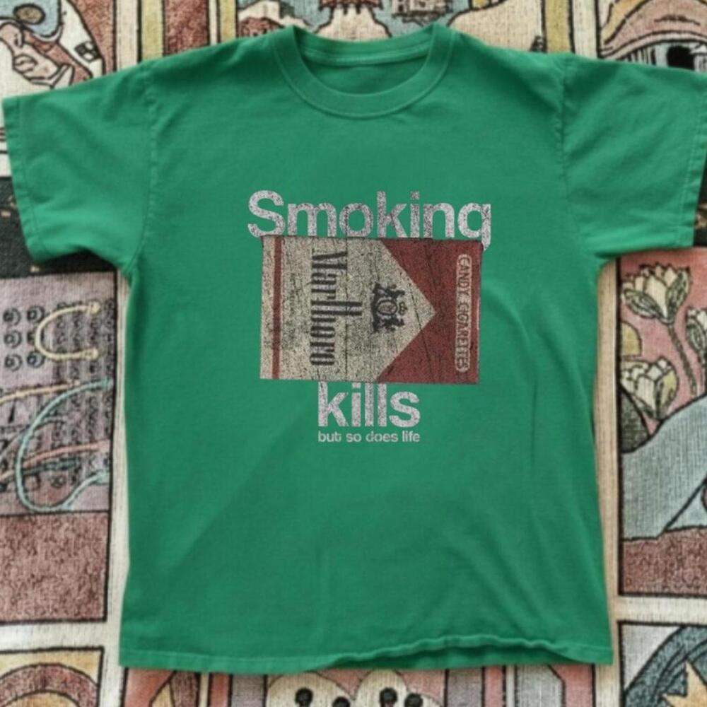 Gildan Men Green T-Shirt, Marlboro Tee With A Cool
